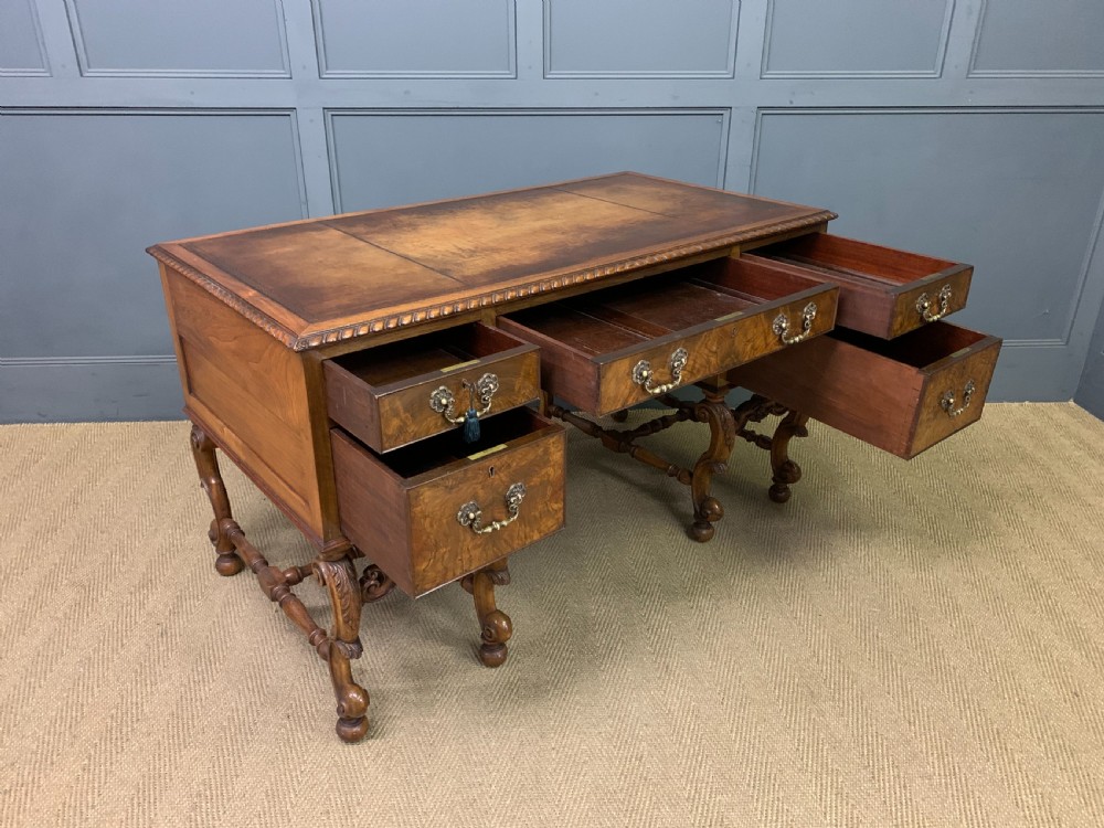 Burr Walnut Queen Anne Style Writing Desk View XIII