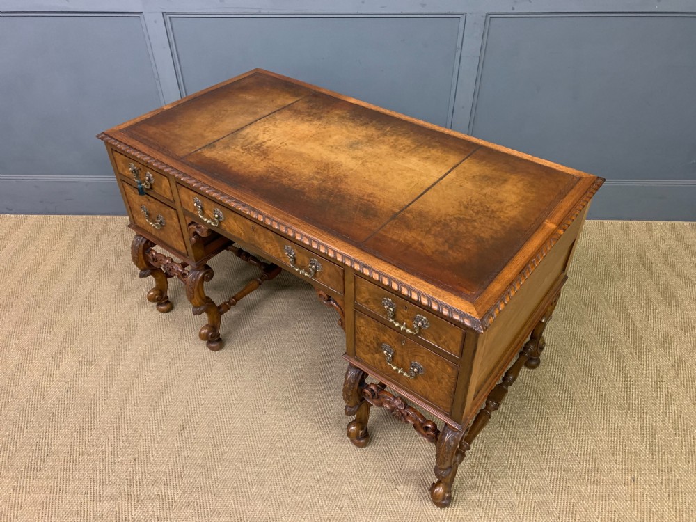 Burr Walnut Queen Anne Style Writing Desk View XIV