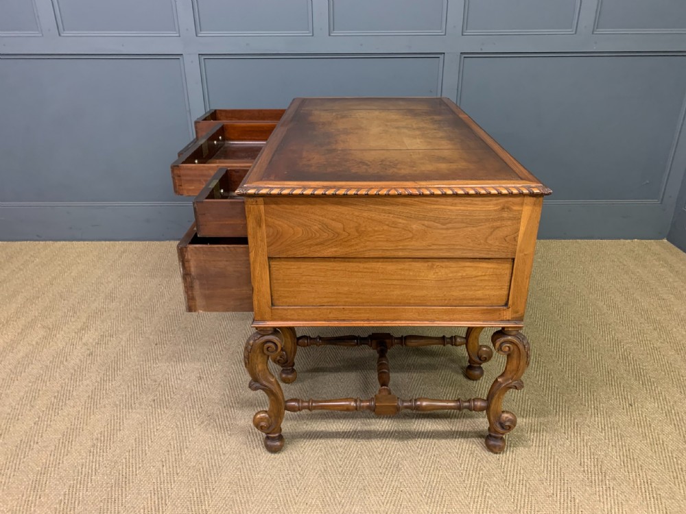 Burr Walnut Queen Anne Style Writing Desk View XV