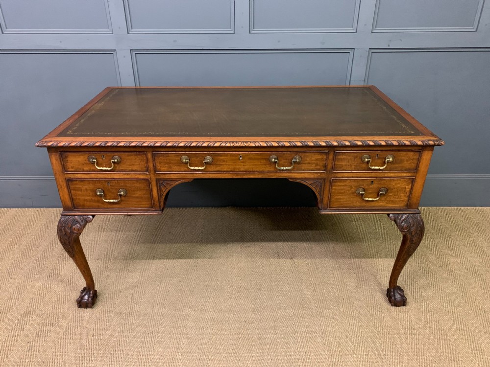 Victorian Mahogany Chippendale Style Writing Desk View II