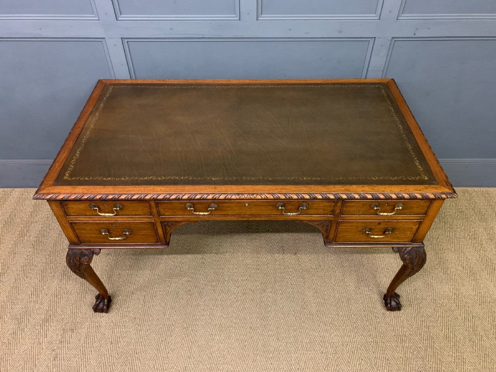 Victorian Mahogany Chippendale Style Writing Desk View IV