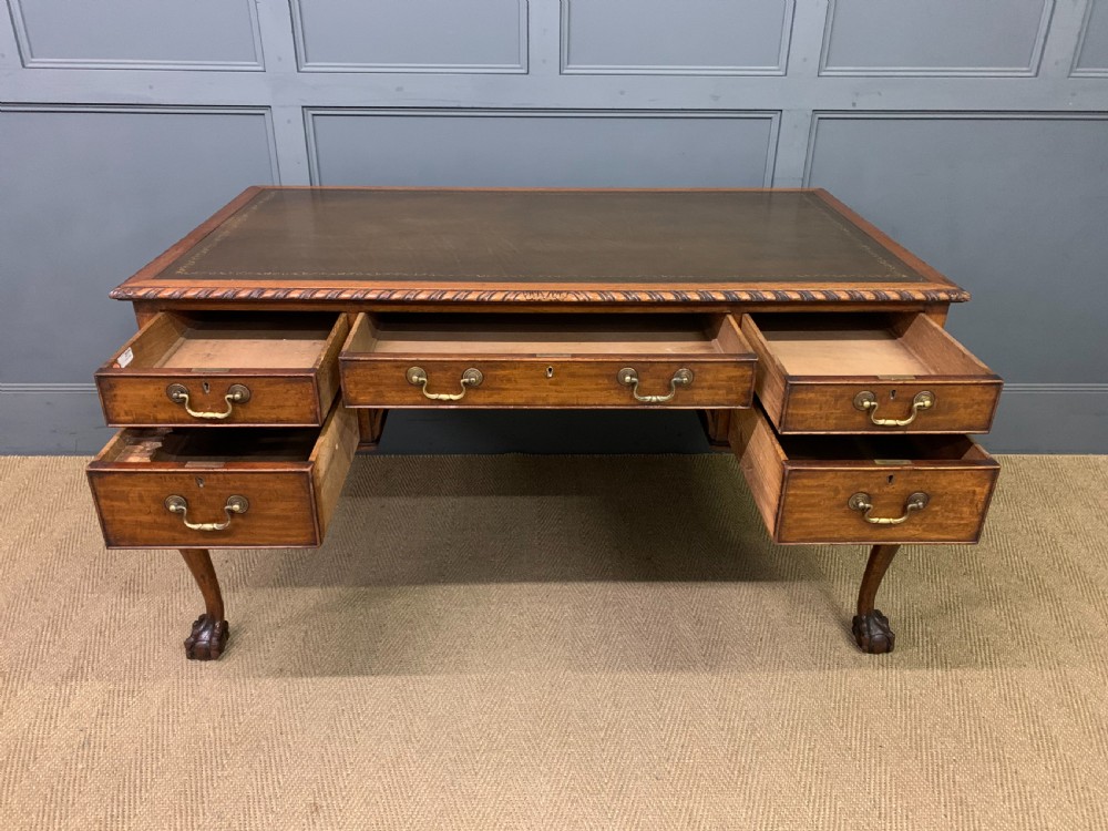 Victorian Mahogany Chippendale Style Writing Desk View VII