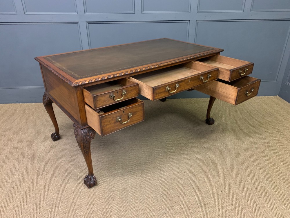 Victorian Mahogany Chippendale Style Writing Desk View XI