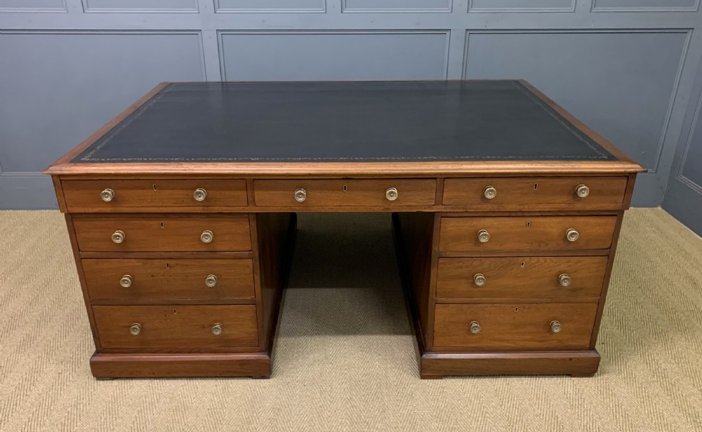 Large 19th Century 18 Drawer Partners Desk