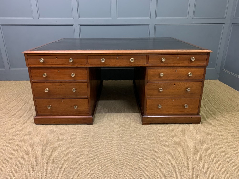 Large 19th Century 18 Drawer Partners Desk View II