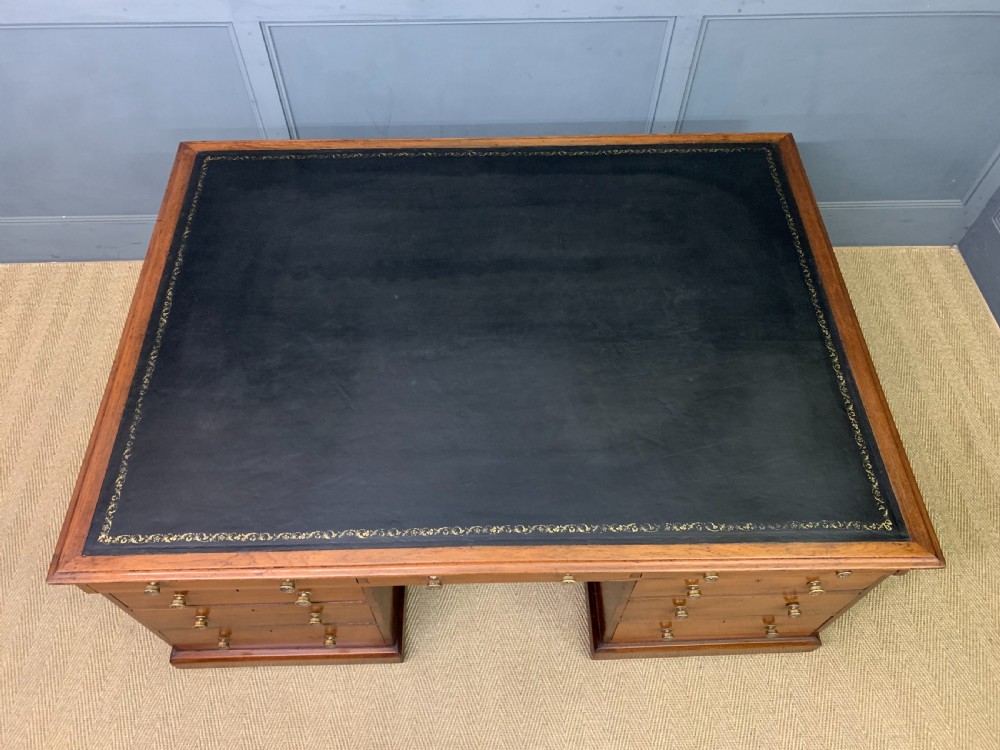 Large 19th Century 18 Drawer Partners Desk View III