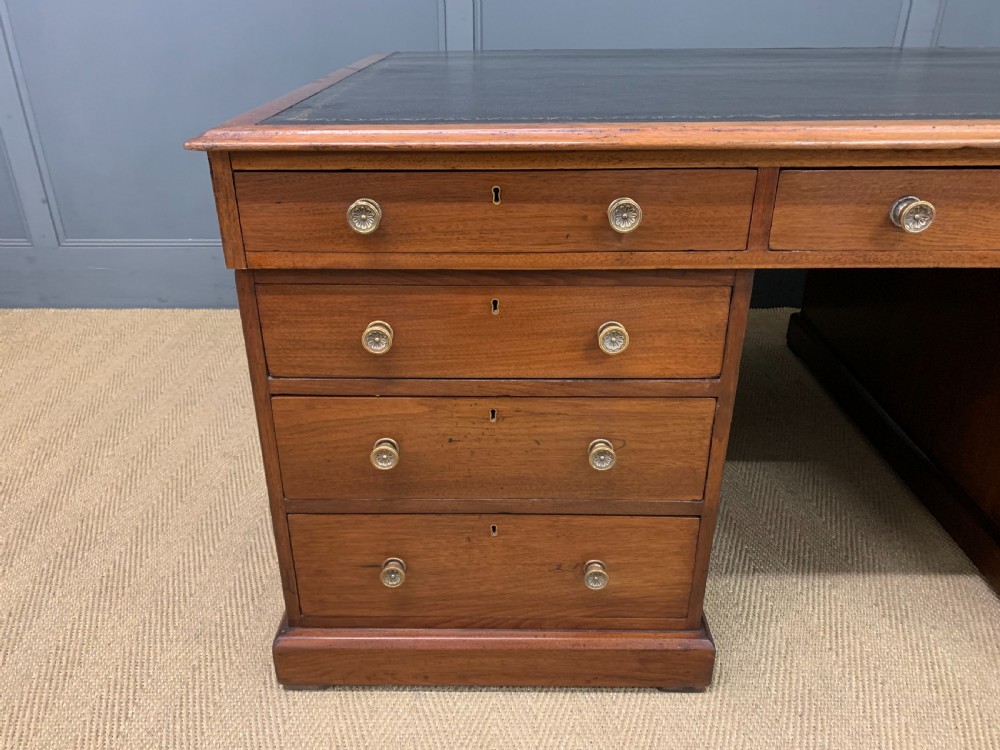 Large 19th Century 18 Drawer Partners Desk View V