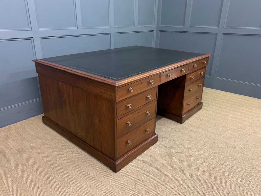 Large 19th Century 18 Drawer Partners Desk View VIII