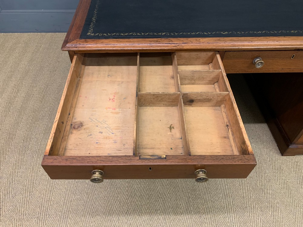 Large 19th Century 18 Drawer Partners Desk View X