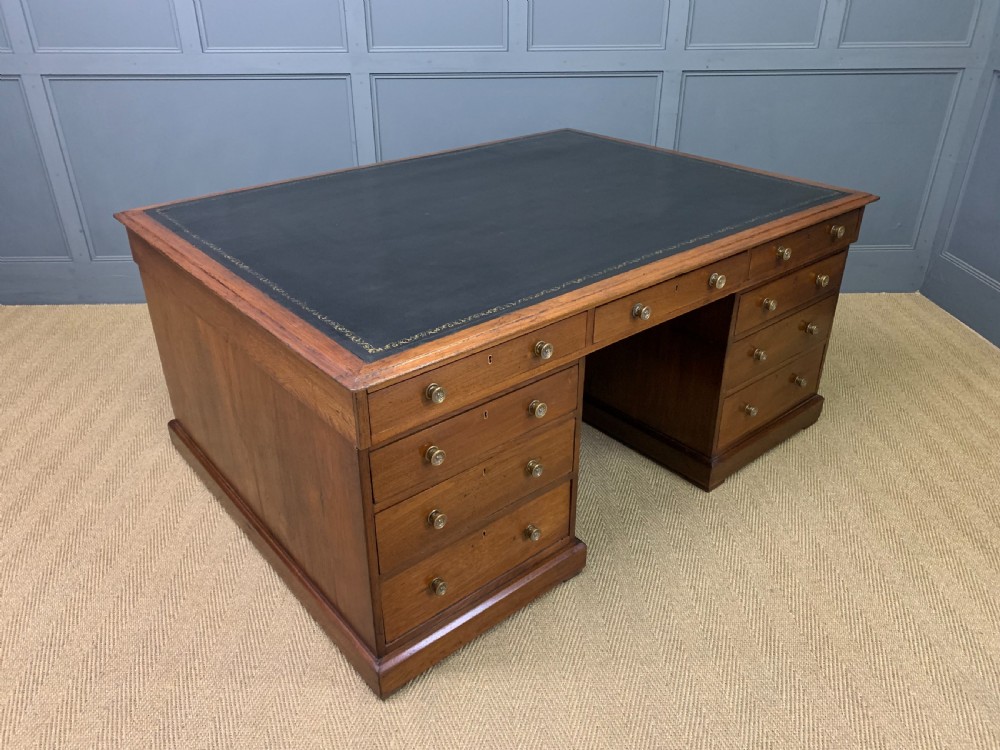 Large 19th Century 18 Drawer Partners Desk View XI
