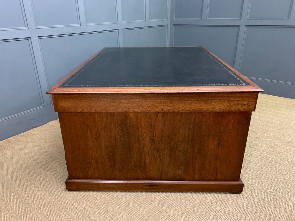 Large 19th Century 18 Drawer Partners Desk View XII