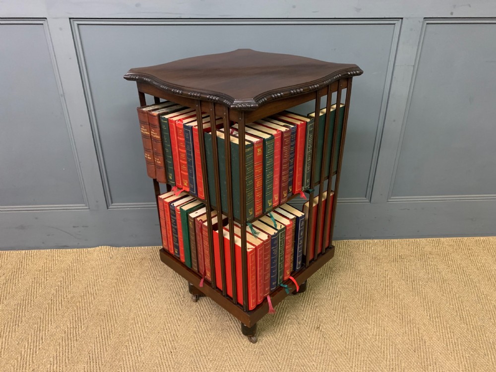 Edwardian Mahogany Revolving Bookcase View II