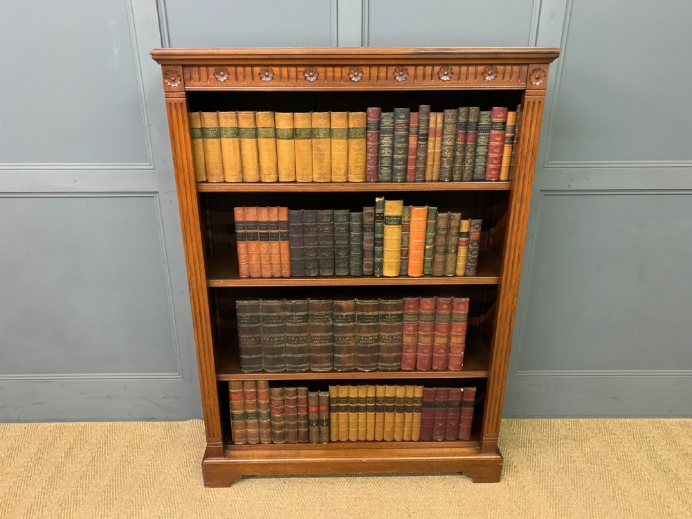 Edwardian Period Walnut Open Bookcase View II