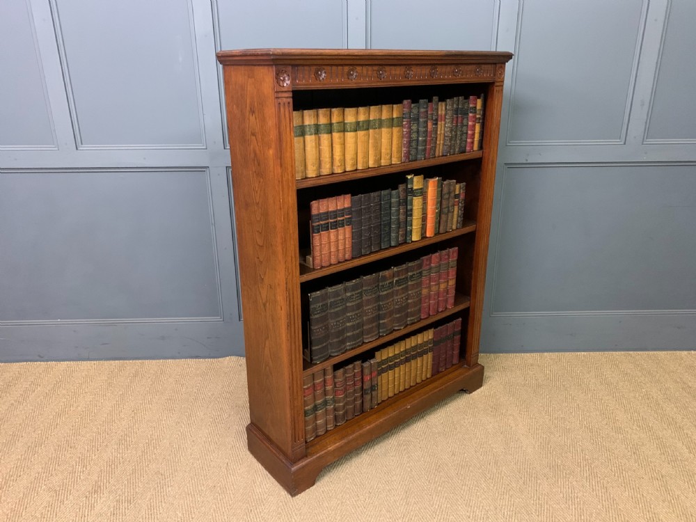 Edwardian Period Walnut Open Bookcase View VI
