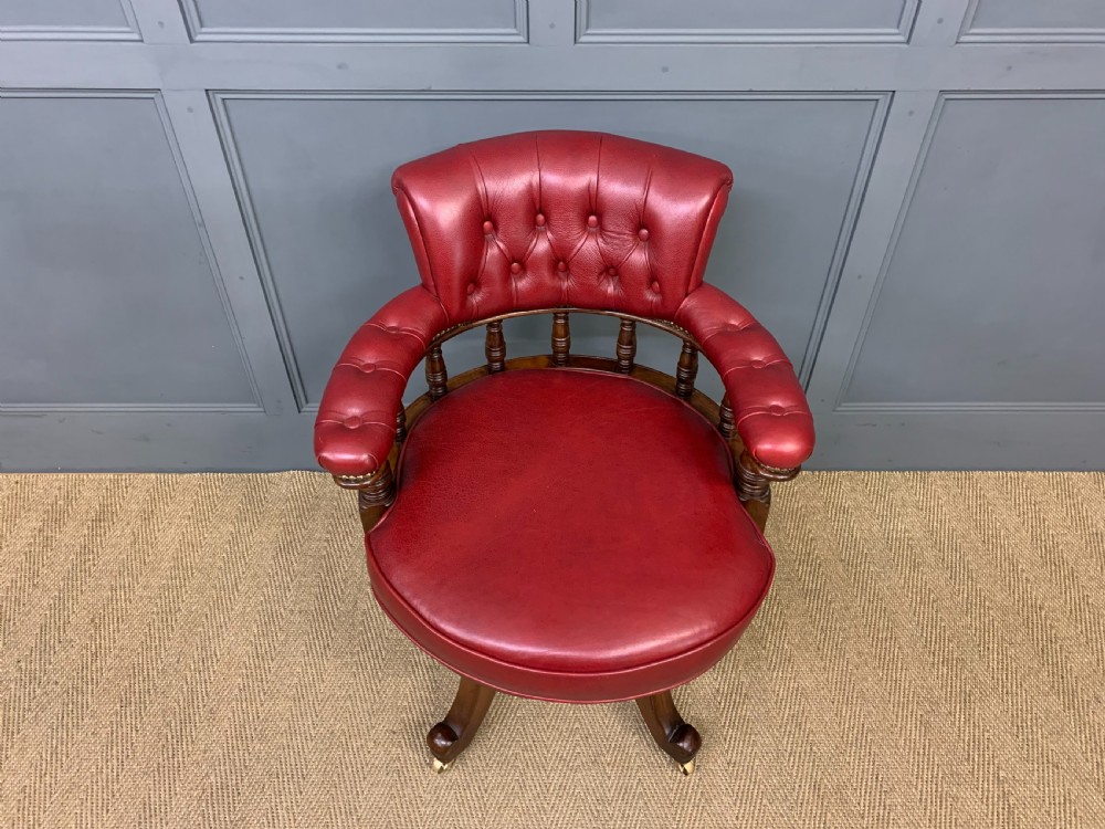Victorian Leather Upholstered Revolving Desk Chair View III