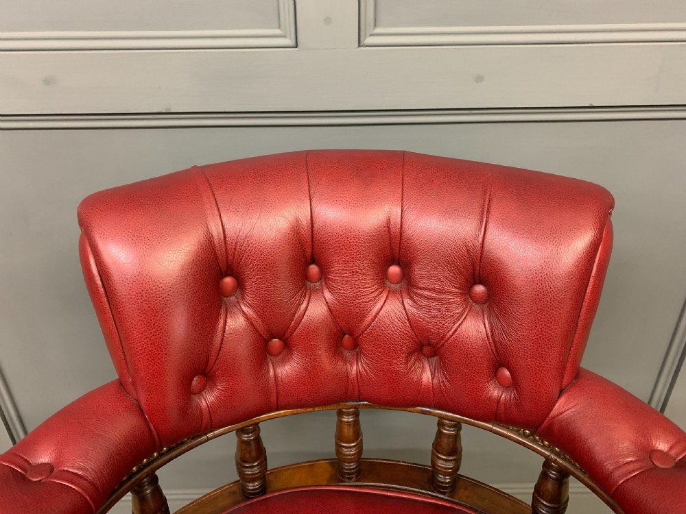 Victorian Leather Upholstered Revolving Desk Chair View IV
