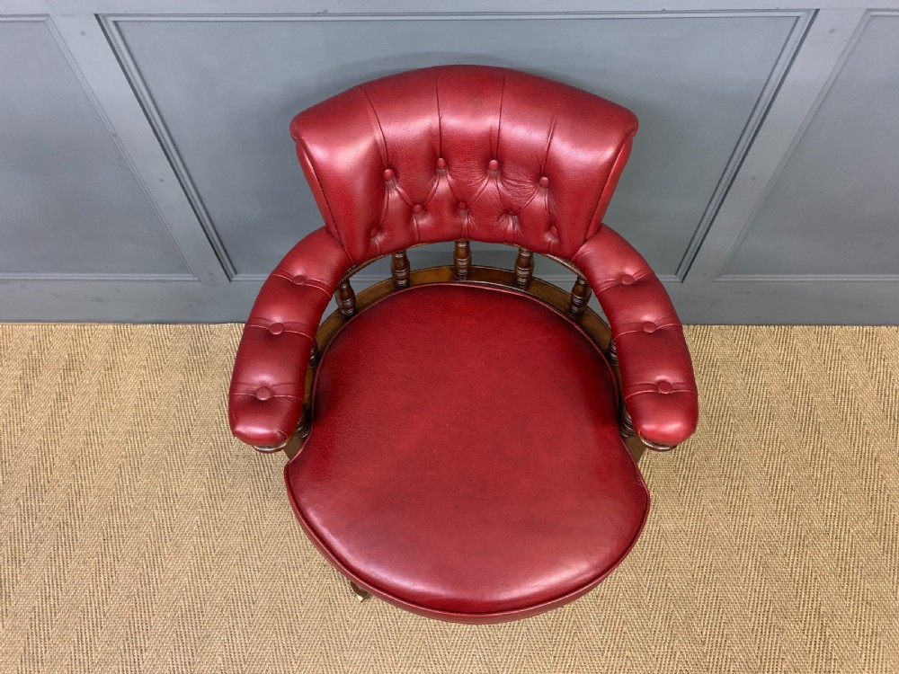 Victorian Leather Upholstered Revolving Desk Chair View V