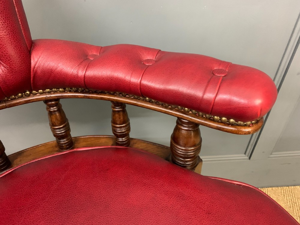 Victorian Leather Upholstered Revolving Desk Chair View VII