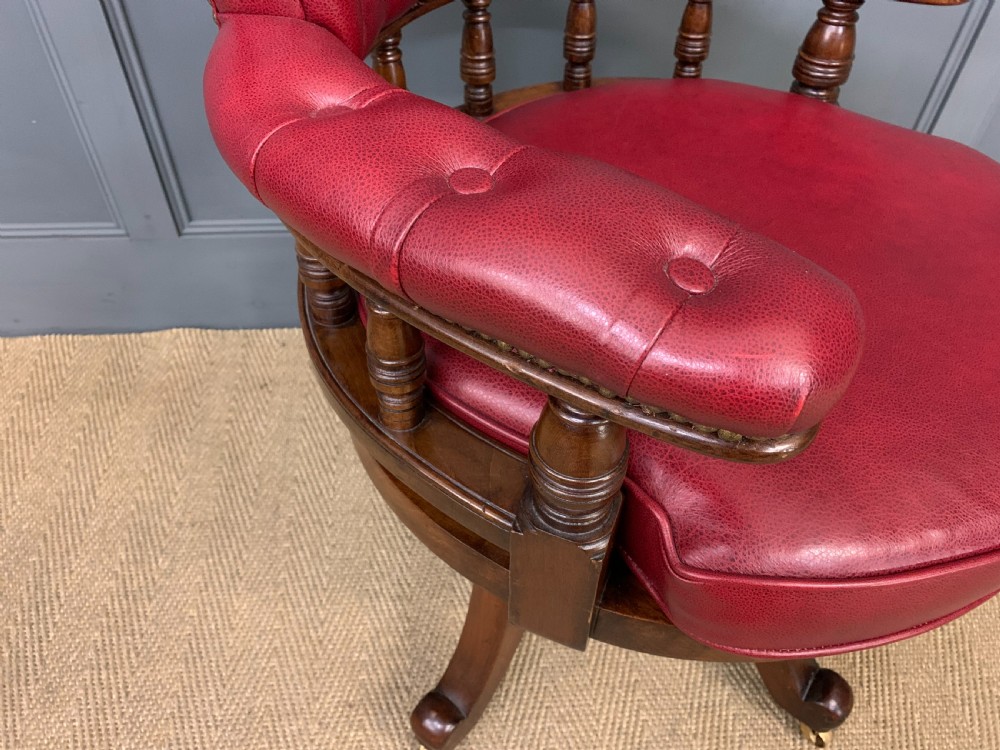 Victorian Leather Upholstered Revolving Desk Chair View VIII