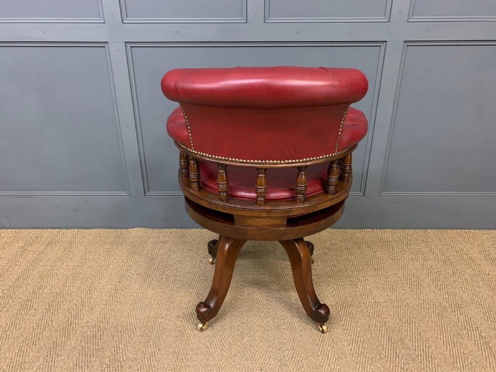 Victorian Leather Upholstered Revolving Desk Chair View X