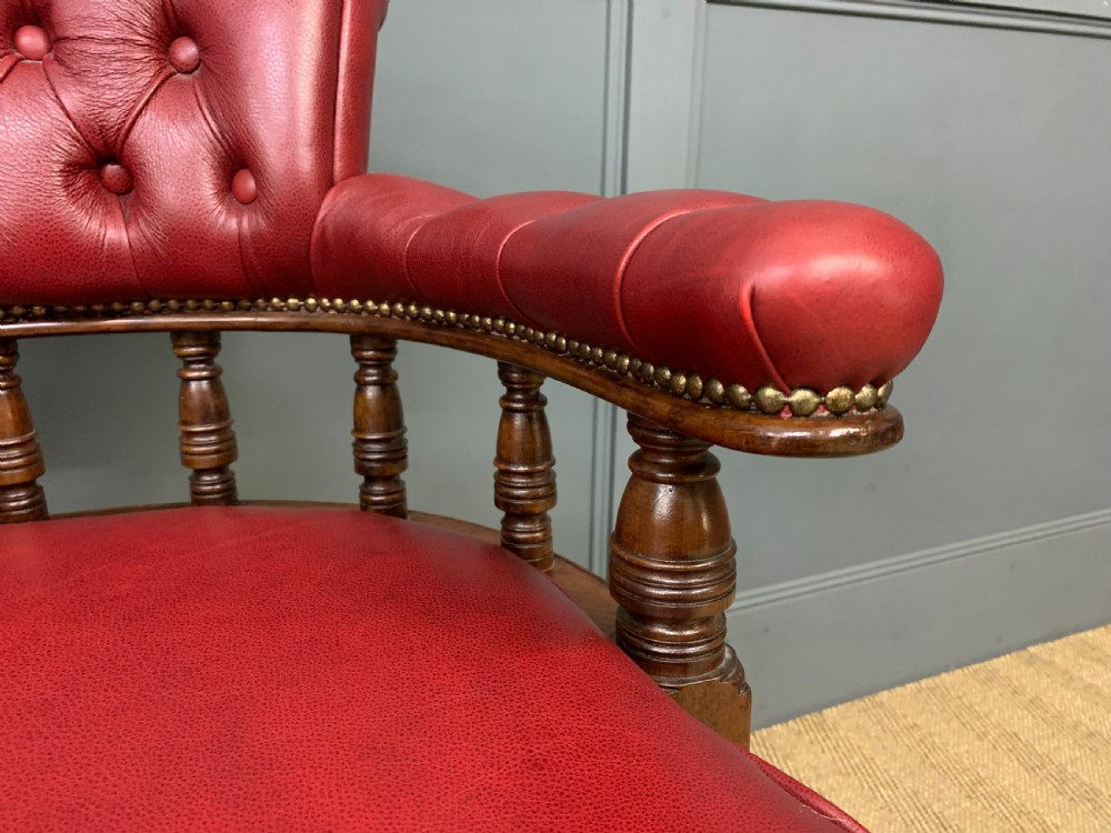 Victorian Leather Upholstered Revolving Desk Chair View XI