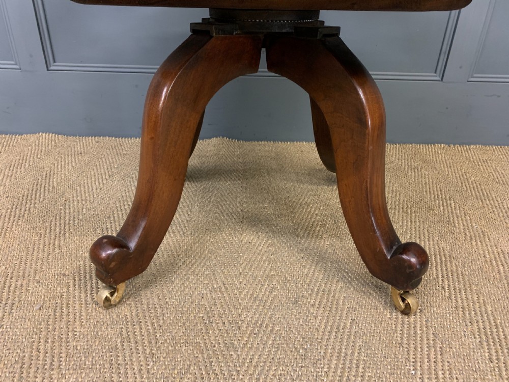 Victorian Leather Upholstered Revolving Desk Chair View XII