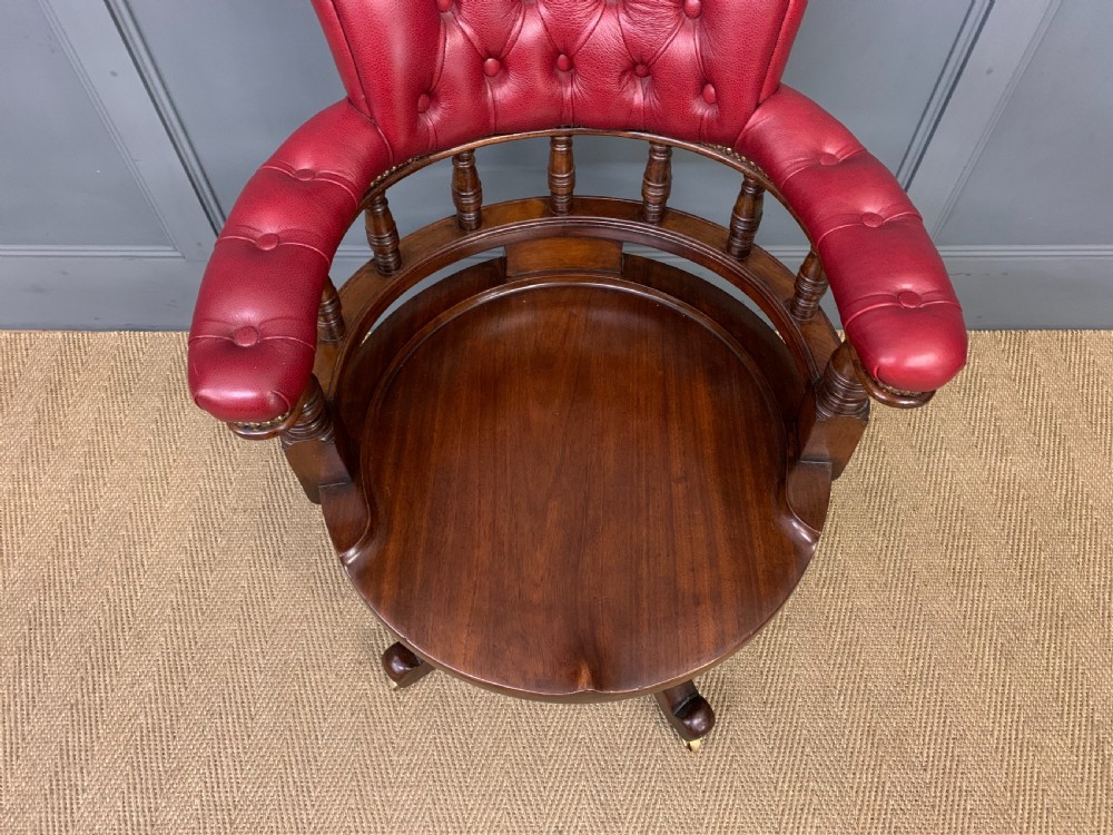 Victorian Leather Upholstered Revolving Desk Chair View XVI