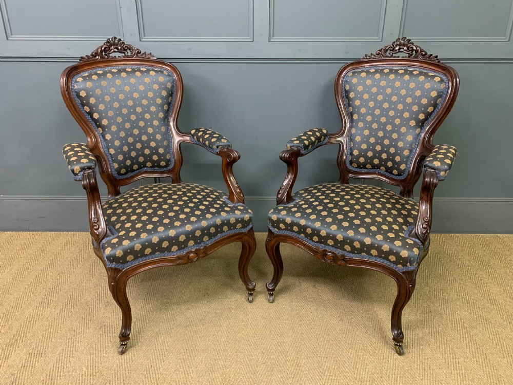 Pair of 19th Century French Rosewood Armchairs