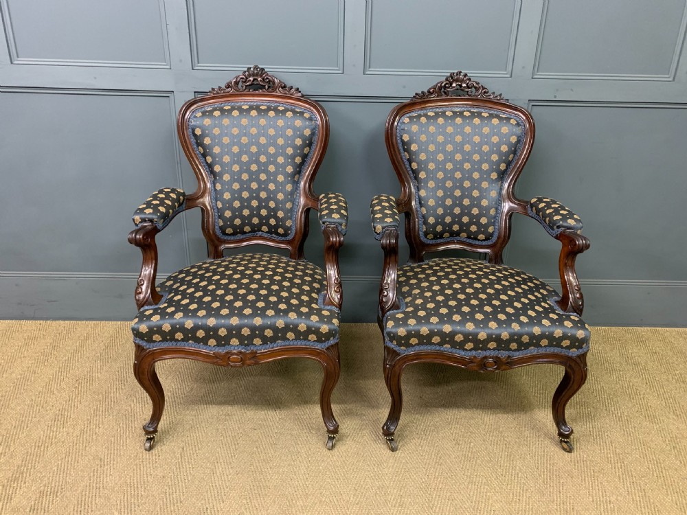 Pair of 19th Century French Rosewood Armchairs View III