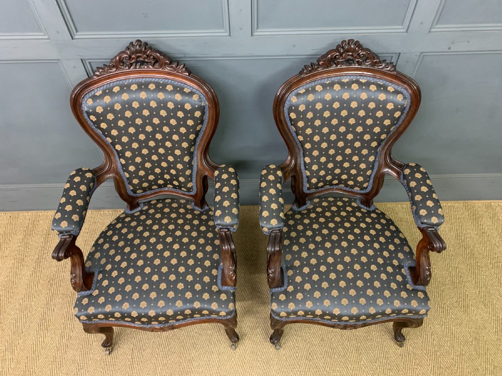 Pair of 19th Century French Rosewood Armchairs View IV