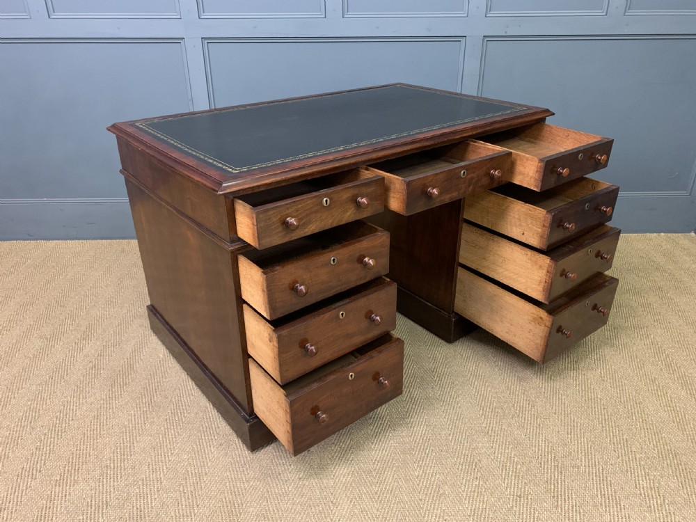 Early Victorian Mahogany Pedestal Desk View X