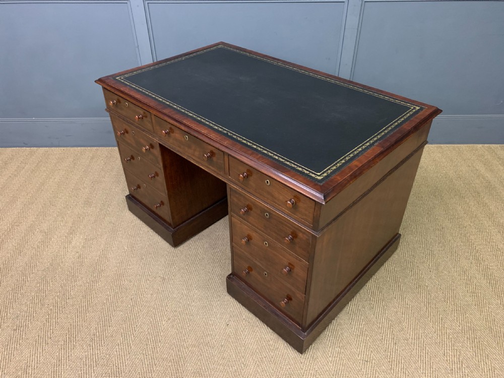 Early Victorian Mahogany Pedestal Desk View XI