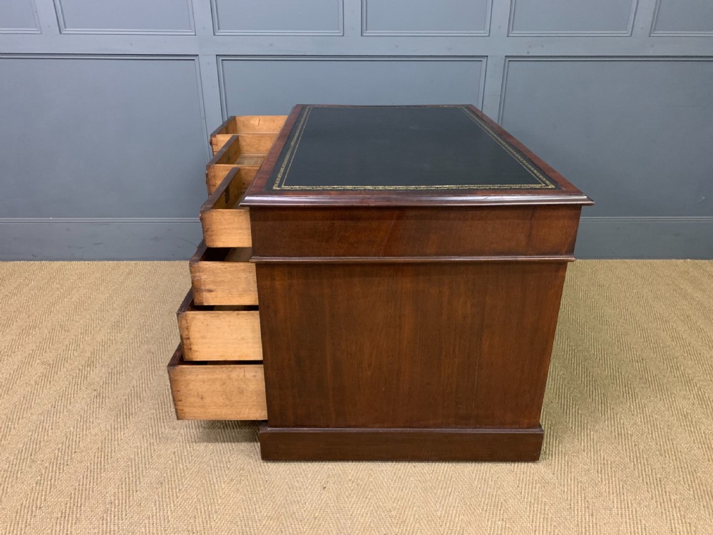 Early Victorian Mahogany Pedestal Desk View XII