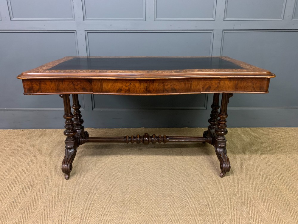Victorian Floral Marquetry Burr Walnut Writing Table View III