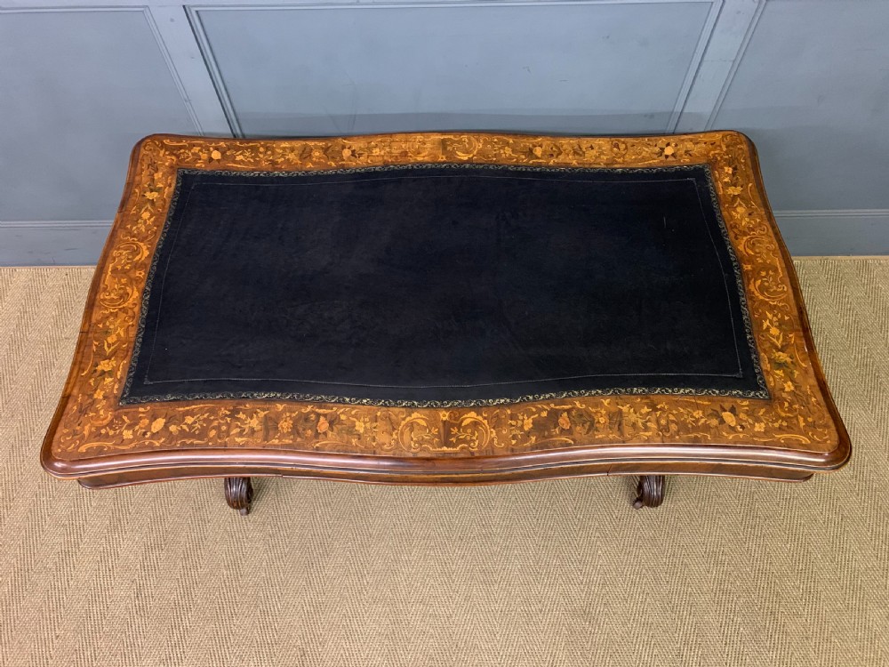 Victorian Floral Marquetry Burr Walnut Writing Table View IV