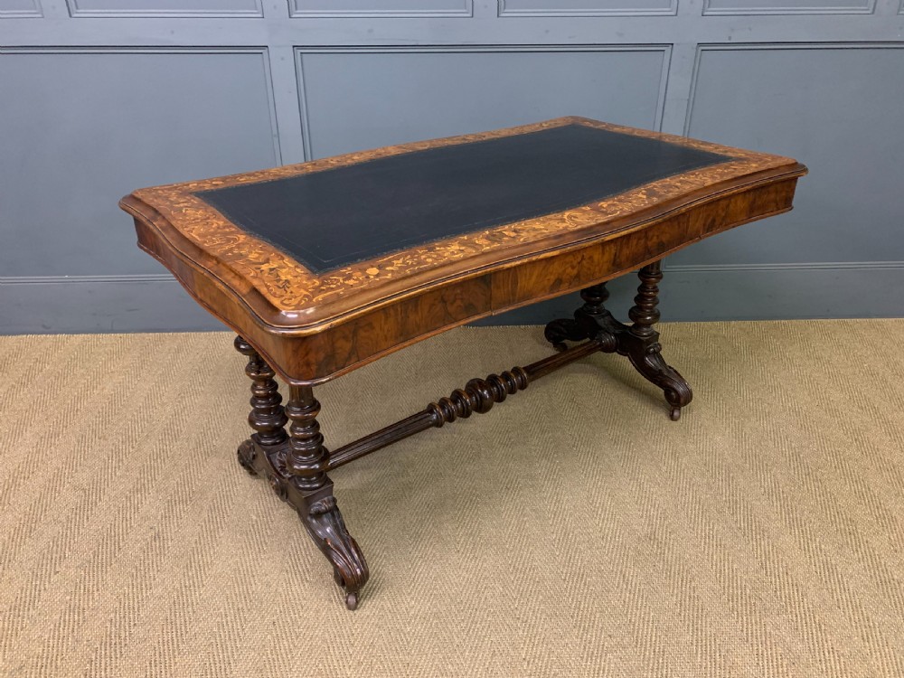 Victorian Floral Marquetry Burr Walnut Writing Table View VI