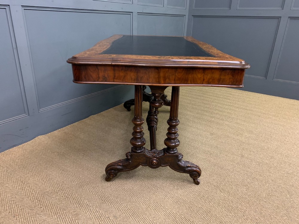 Victorian Floral Marquetry Burr Walnut Writing Table View VII