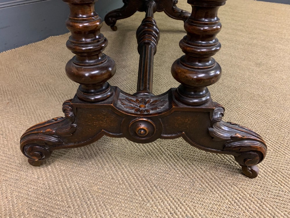 Victorian Floral Marquetry Burr Walnut Writing Table View VIII