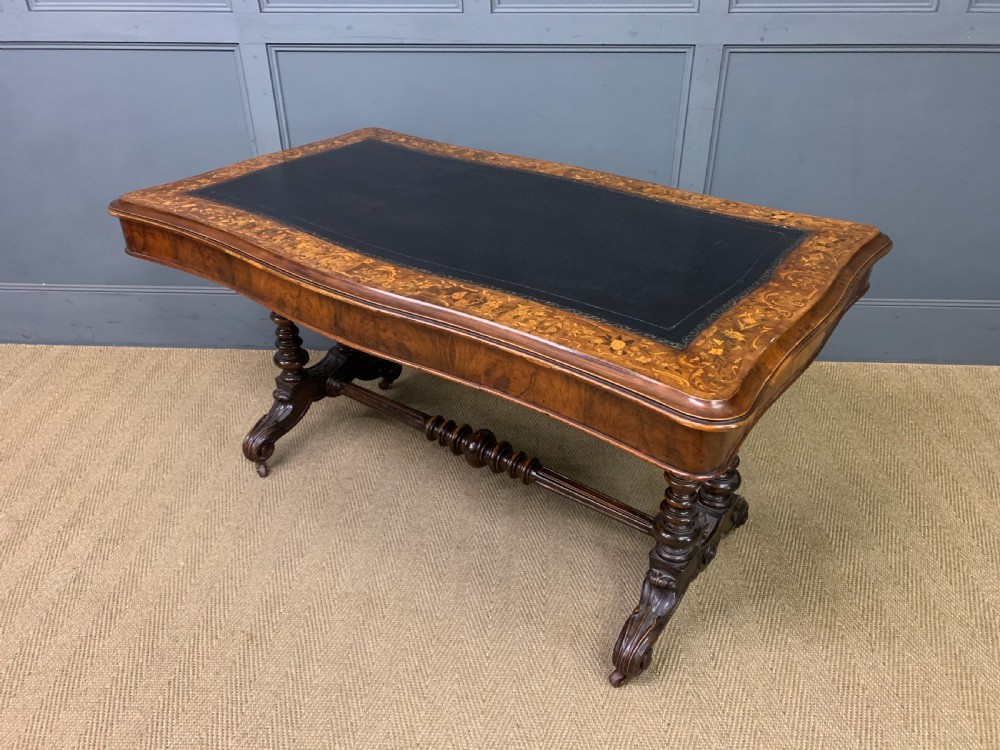 Victorian Floral Marquetry Burr Walnut Writing Table View XI