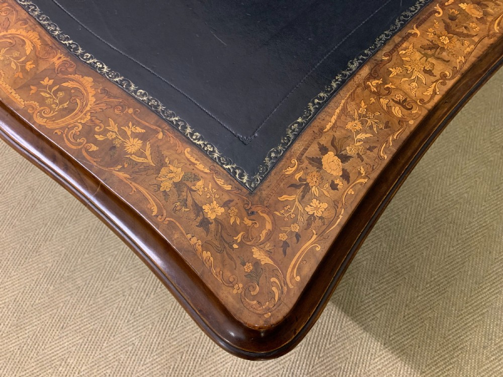 Victorian Floral Marquetry Burr Walnut Writing Table View XIII