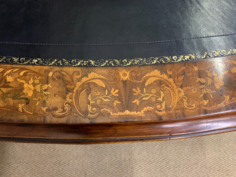 Victorian Floral Marquetry Burr Walnut Writing Table View XIV