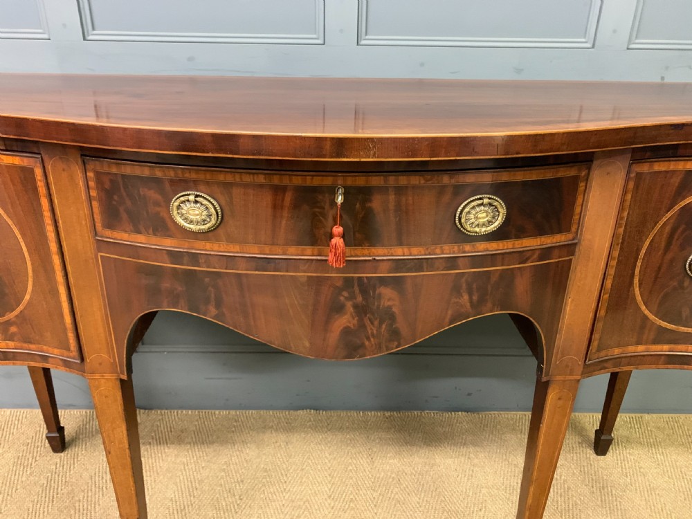 Georgian Inlaid Mahogany Serpentine Sideboard View VII