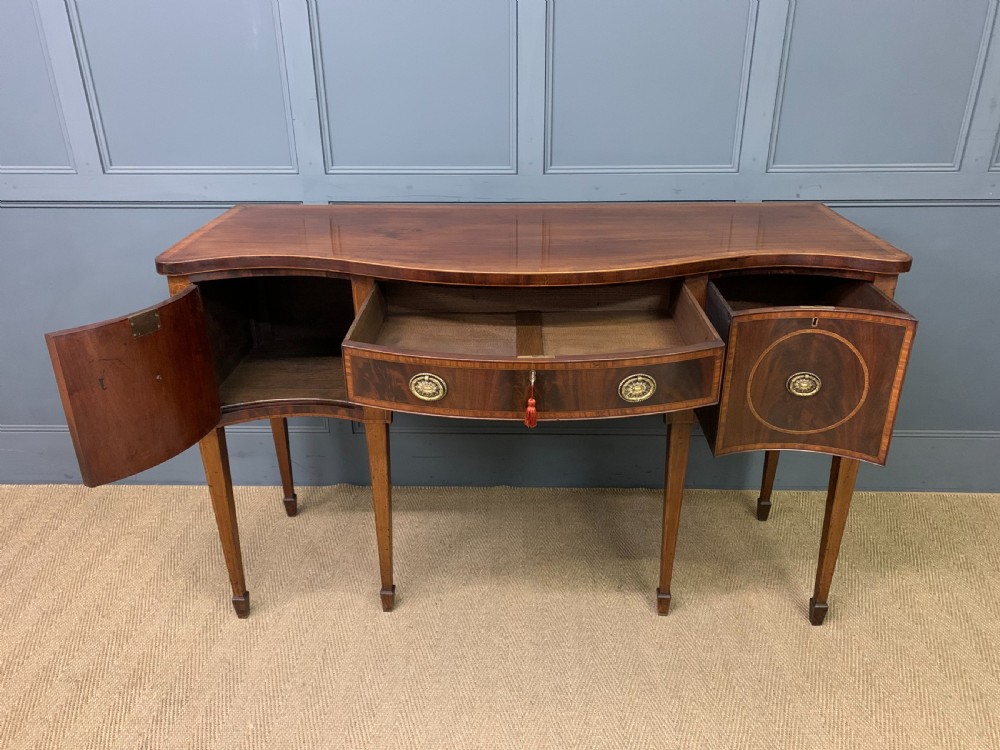Georgian Inlaid Mahogany Serpentine Sideboard View VIII