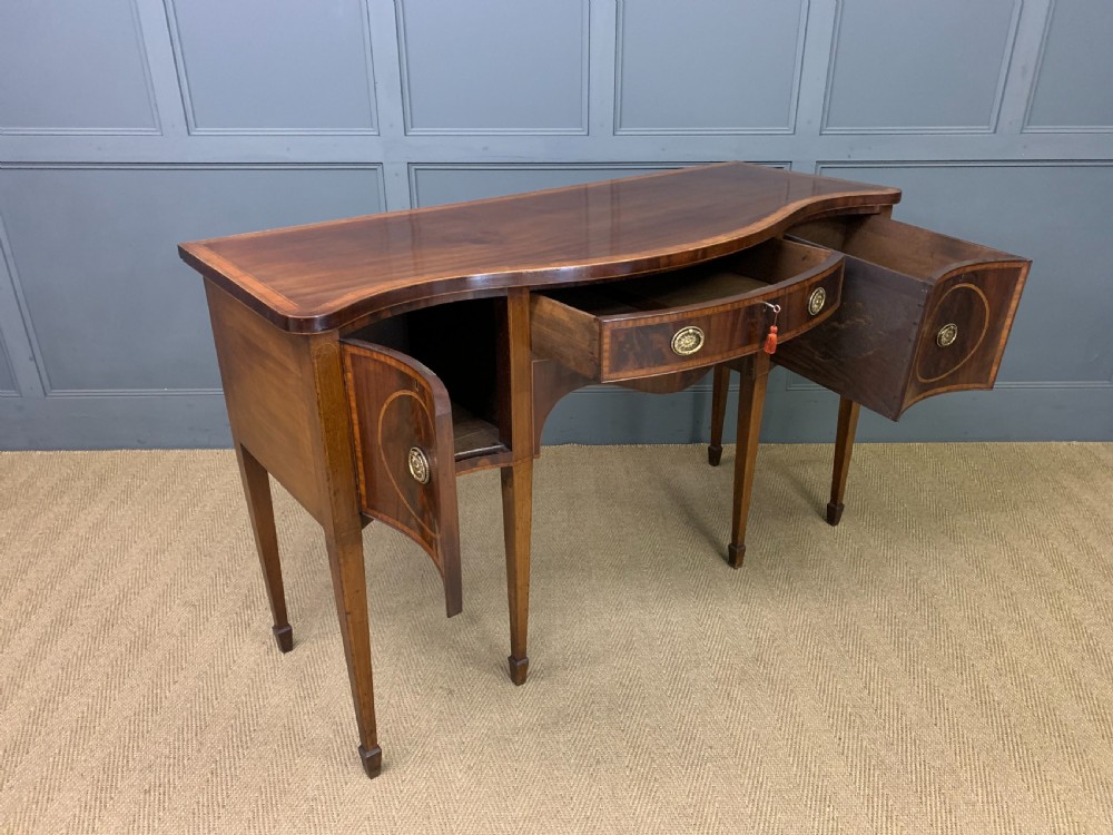 Georgian Inlaid Mahogany Serpentine Sideboard View XI