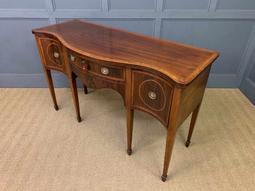 Georgian Inlaid Mahogany Serpentine Sideboard View XII