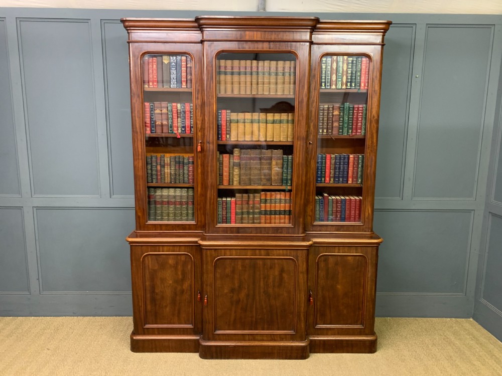 Victorian Mahogany Breakfront Bookcase