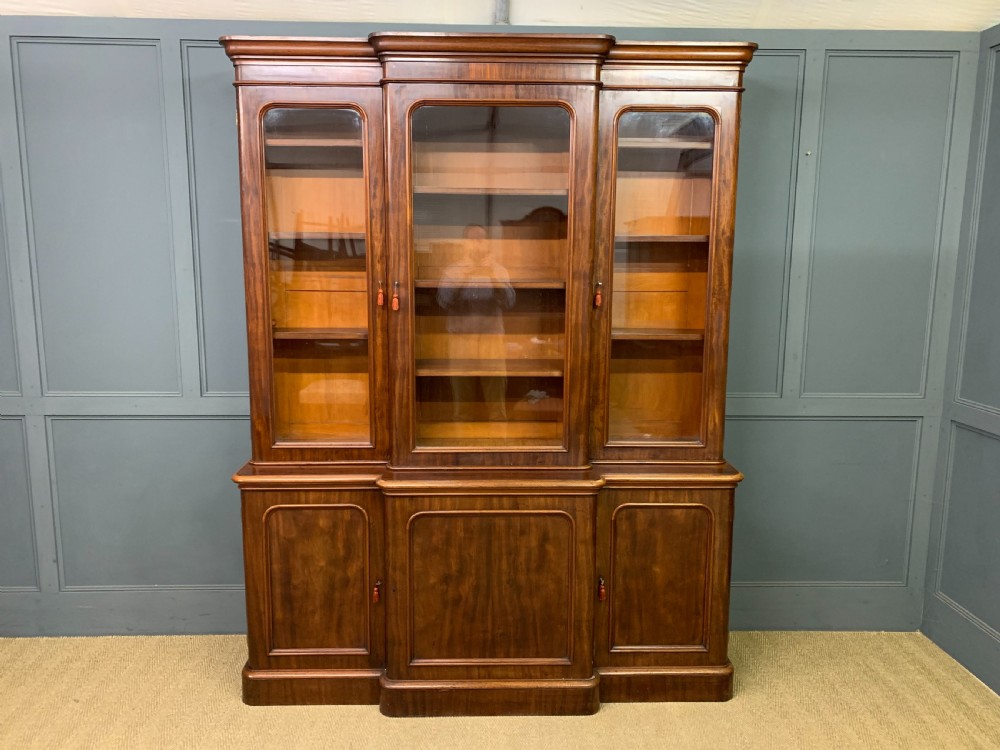 Victorian Mahogany Breakfront Bookcase View II