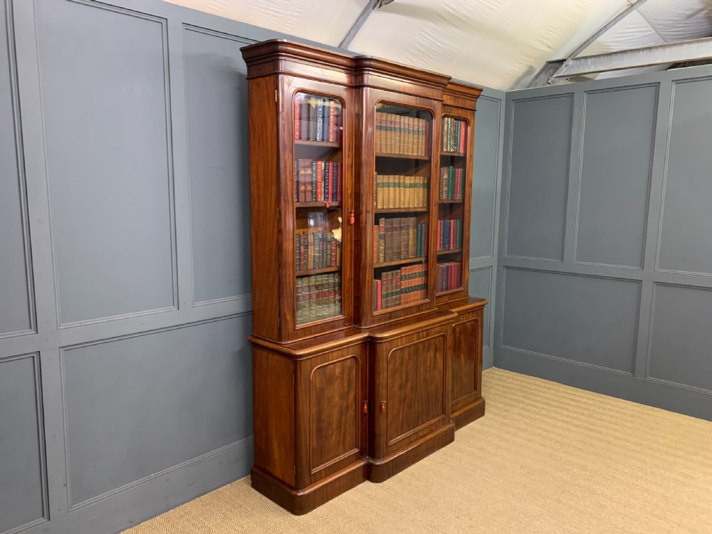 Victorian Mahogany Breakfront Bookcase View XVII