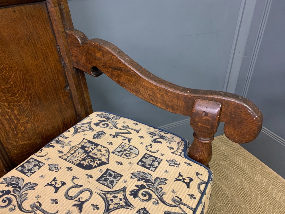 Large 18th Century Carved Oak Settle View X