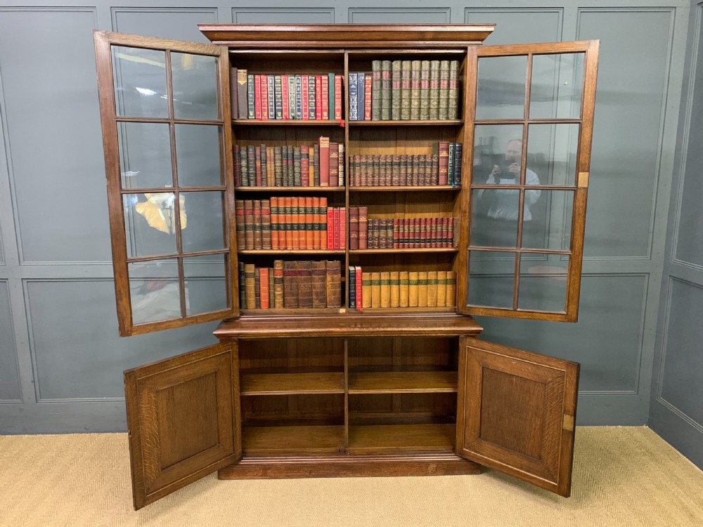 Oak Glazed Bookcase View IX